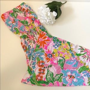 Lilly Pulitzer floral strapless long dress size XS